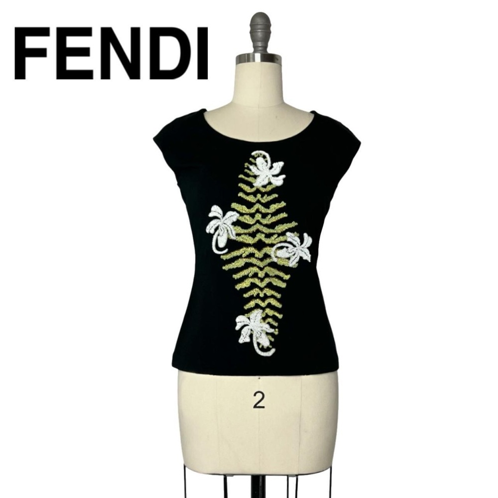 rare 2004 Fendi beaded floral tank top